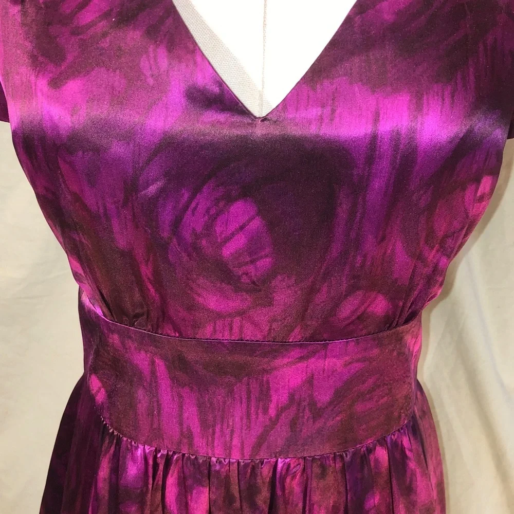 Silk Prom Party Banana Republic Deep Purple Midi Dress Size 0 Small - Picture 12 of 16